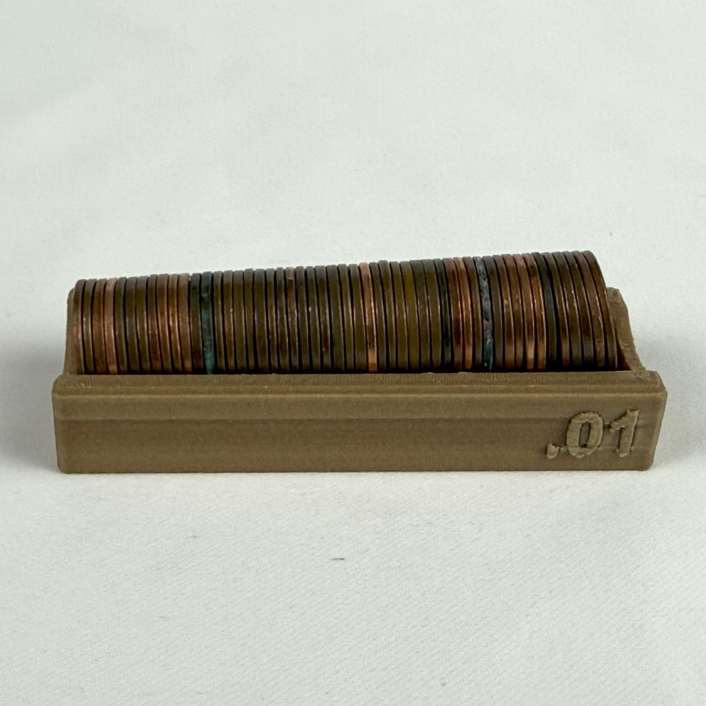 Penny Hunting Tray Coin Sorter Natural Wood Color with Denomination 3D Printed